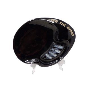 Vintage MCM "For the Byrds" Black Ashtray. Marked Anna Van Briggle Colo. Spgs.